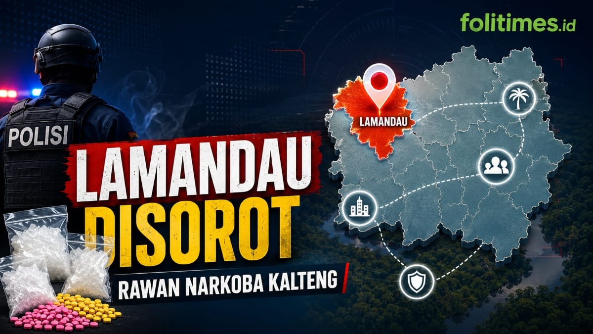 Infografis wilayah rawan narkoba di Kalimantan Tengah dengan sorotan pada Lamandau, Sukamara, kawasan pertambangan, dan perkebunan sawit