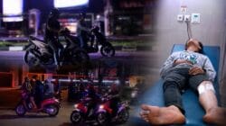 Sejumlah pengendara motor berkumpul di kawasan Jalan Willem A.S Palangka Raya pada malam hari.