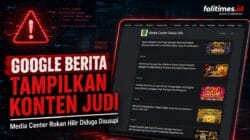 Tangkapan layar Google Berita memperlihatkan kanal Media Center Rokan Hilir menampilkan sejumlah artikel dengan thumbnail bernuansa judi online.