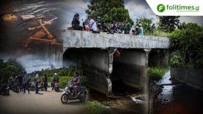 Warga melihat lokasi penemuan kerangka mirip manusia di bawah jembatan di Sampit