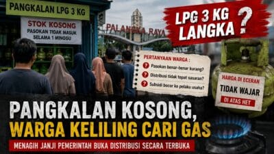 Ilustrasi kelangkaan LPG 3 kilogram di Palangka Raya. Warga mendatangi pangkalan untuk mencari gas subsidi, sementara isu distribusi dan harga eceran tidak wajar menjadi sorotan publik.