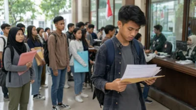 mahasiswa antre bantuan kuliah