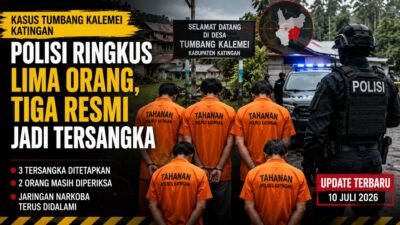Ilustrasi penanganan kasus Tumbang Kalemei, Katingan, saat polisi mengamankan terduga pelaku dan mengembangkan penyidikan.