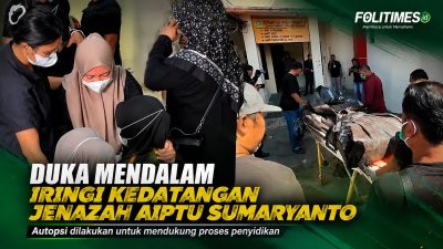 Suasana duka saat jenazah Aiptu Sumaryanto tiba di RS Bhayangkara Polda Kalimantan Tengah untuk menjalani autopsi. Foto Ist Folitimes.id