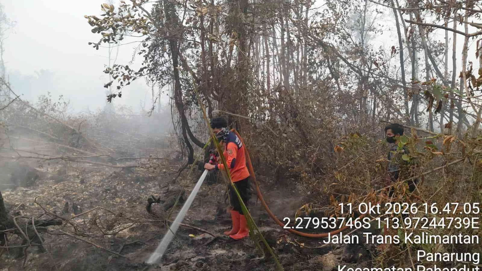 Dokumentasi BPB-PK Kalteng: petugas menangani kebakaran hutan dan lahan